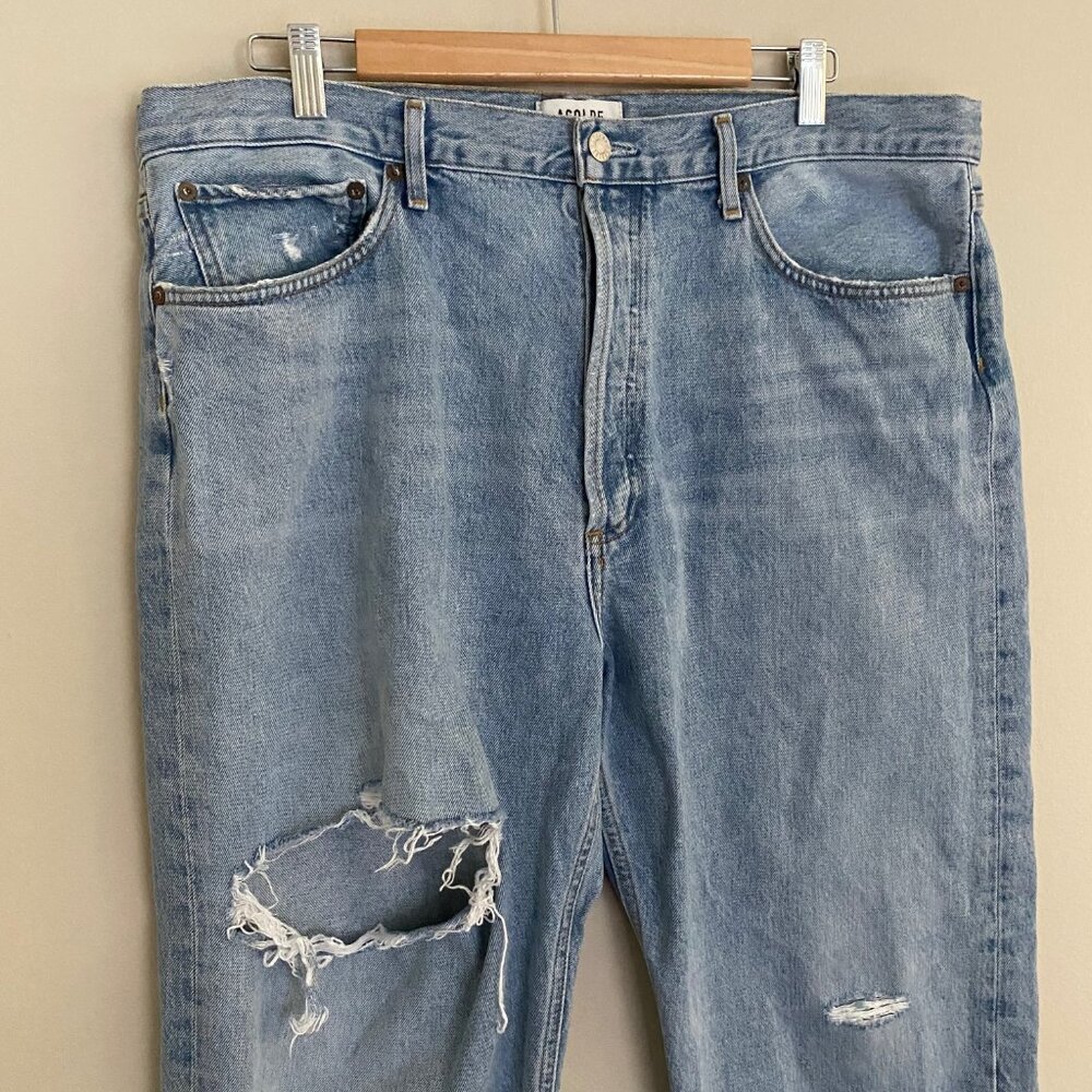 Agolde 90s Crop Distressed Jeans *Echo* Sz 34 - Picture 4 of 14